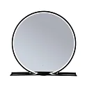 Espejo con iluminación MIRO Ø 50CM redondo, con marco, Tunable White, con estante IP44, negro mate 