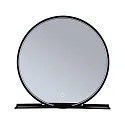 Espejo con iluminación MIRO Ø 50CM redondo, con marco, Tunable White, con estante IP44, negro mate 