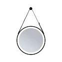 Espejo con iluminación MIRO Ø 40CM redondo, Tunable White, con juego de suspensión IP44, negro mate 