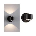 Paulmann Lámpara de pared a pilas ZORIK UP&DOWN con conexión USB, con la óptica del lente, montaje magnético IP44, negro regulable