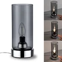 Paulmann table lamp PINJA cylindrical, with switch E14, chrome, smoky colour dimmable