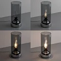Paulmann table lamp PINJA cylindrical, with switch E14, chrome, smoky colour dimmable