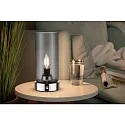 Paulmann table lamp PINJA cylindrical, with switch E14, chrome, smoky colour dimmable