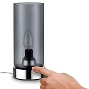 Paulmann table lamp PINJA cylindrical, with switch E14, chrome, smoky colour dimmable