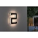Paulmann Luz solar para el número de la casa con batería, indirecta IP44, negro, blanco mate 