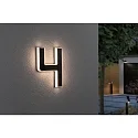 Paulmann Luz solar para el número de la casa con batería, indirecta IP44, negro, blanco mate 