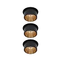 Paulmann Luminaria empotrable GIL COIN LED redondo, rígido, juego de 3 IP44, dorado, negro mate regulable 470lm 2700K CRI >80