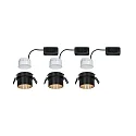 Paulmann Luminaria empotrable GIL COIN LED redondo, rígido, juego de 3 IP44, dorado, negro mate regulable 470lm 2700K CRI >80