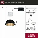 Paulmann Recessed spot LED COLE IP44, fixed, incl. LED COIN Module, 230V, 6.5W 2700K460lm 100°, 3-step dimmable, black / gold matt