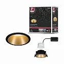 Paulmann Recessed spot LED COLE IP44, fixed, incl. LED COIN Module, 230V, 6.5W 2700K460lm 100°, 3-step dimmable, black / gold matt
