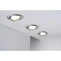Paulmann Luminaria empotrable BASE giratorio, juego de 3, conmutable GU10 IP20, hierro cepillado  15W 350lm 3000K 100° 100° CRI >80