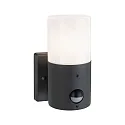 Luminaria de pared para exteriores TUBS cilíndrico, conmutable E27 IP44, gris, mate