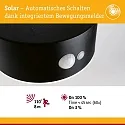 solar wall luminaire EILEEN PIR round, with switch, with motion detector IP44, black 