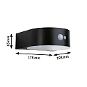 solar wall luminaire EILEEN PIR round, with switch, with motion detector IP44, black 