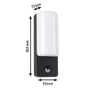 outdoor wall luminaire BONNIE PIR with sensor, insect friendly, sea-air resistant IP44, anthracite 