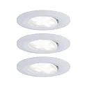 Paulmann Luminaria empotrable para techos CALLA IP65 giratorio, CCT Switch, juego de 3 IP65, blanco mate 
