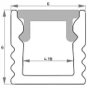 Rutec Projekt Perfil en U MUP6/6 MINI, aluminio eloxado
