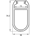 Rutec Projekt Perfil KSP18/34 COAT RAIL - 2M, aluminio eloxado
