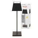 SIGOR Lámpara de mesa a pilas NUINDIE angular, CCT Switch IP54, negro nocturno regulable