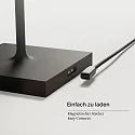 SIGOR Lámpara de mesa a pilas NUINDIE angular, CCT Switch IP54, negro nocturno regulable
