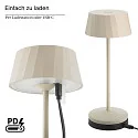 SIGOR Lámpara de mesa a pilas FACETTA abajo, CCT Switch, juego de 1, con regulador táctil IP44, beige duna regulable