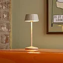 SIGOR Lámpara de mesa a pilas FACETTA abajo, CCT Switch, juego de 1, con regulador táctil IP44, beige duna regulable