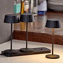 SIGOR battery table lamp FACETTA down, CCT Switch, set of 3, with touch dimmer IP44, night black dimmable