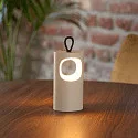 SIGOR Lámpara de mesa a pilas LUNARI con conexión USB, CCT Switch, con asa, con regulador táctil IP44, mate, beige duna regulable