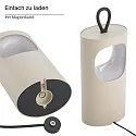 SIGOR Lámpara de mesa a pilas LUNARI con conexión USB, CCT Switch, con asa, con regulador táctil IP44, mate, beige duna regulable