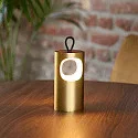 SIGOR Lámpara de mesa a pilas LUNARI con conexión USB, CCT Switch, con asa, con regulador táctil IP44, dorado, mate regulable