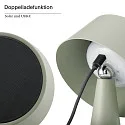 SIGOR Lámpara de mesa a pilas SOLINO IP44, verde salvia regulable