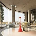 SIGOR Lámpara de mesa a pilas NUDROP CCT Switch, con regulador táctil IP54, rojo de fuego regulable