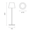 SIGOR Lámpara de mesa a pilas NUINDIE USB-C redondo, CCT Switch, con regulador táctil IP54, azul ciruela regulable