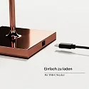 SIGOR Lámpara de mesa a pilas NUINDIE USB-C Arriba-Abajo, con conexión USB, CCT Switch, con regulador táctil IP54, cobre regulable