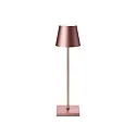 Lámpara de mesa a pilas NUINDIE USB-C redondo IP54, oro rosa anodizado regulable