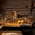 SIGOR battery table lamp NUINDIE MINI USB-C up / down, with USB connection, CCT Switch, with touch dimmer IP54, gold anodised dimmable
