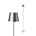 SIGOR Lámpara de pie a pilas NUINDIE USB-C Arriba-Abajo, con conexión USB, CCT Switch, con regulador táctil IP54, plata regulable