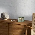 SIGOR battery table lamp NUTALIS 10X10CM cube shape, CCT Switch, with touch dimmer, with charger IP54, sage green dimmable