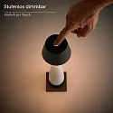 SIGOR Lámpara de mesa a pilas THALA redondo, CCT Switch, con regulador táctil IP65, negro nocturno, cerámica blanca regulable