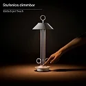 SIGOR Lámpara de mesa a pilas NUDIDEROT con gancho, CCT Switch, con regulador táctil IP54, cromo regulable