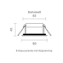recessed luminaire ARGENT swivelling IP54, white dimmable 8W 580lm 3000K 36° 36° CRI 90