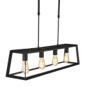 Mexlite Luminaria colgante BUCKLEY de 4 llamas, ajustable E27 IP20, negro mate regulable