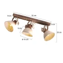 Mexlite Luminaria de techo GEARWOOD de 3 llamas E27 IP20, crema regulable