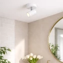 Mexlite Luminaria de baño UPROUND de 1 llama, cilíndrico, Dim-To-Warm, ajustable GU10 IP44, blanco mate regulable