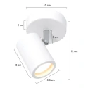 Mexlite Luminaria de baño UPROUND de 1 llama, cilíndrico, Dim-To-Warm, ajustable GU10 IP44, blanco mate regulable