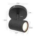 Mexlite Luminaria de baño UPROUND de 1 llama, cilíndrico, Dim-To-Warm, ajustable GU10 IP44, negro mate regulable