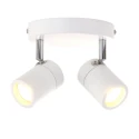 Mexlite Luminaria de baño UPROUND de 2 llamas, cilíndrico, Dim-To-Warm, ajustable GU10 IP44, blanco mate regulable