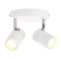 Mexlite Luminaria de baño UPROUND de 2 llamas, cilíndrico, Dim-To-Warm, ajustable GU10 IP44, blanco mate regulable