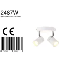 Mexlite Luminaria de baño UPROUND de 2 llamas, cilíndrico, Dim-To-Warm, ajustable GU10 IP44, blanco mate regulable