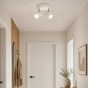 Mexlite Luminaria de baño UPROUND de 2 llamas, cilíndrico, Dim-To-Warm, ajustable GU10 IP44, blanco mate regulable